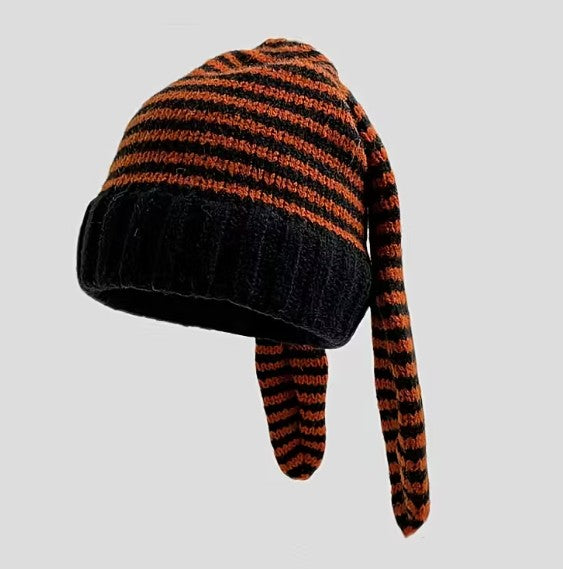 Urban Bunny Beanie – Long-Ear Knit Edition black Orange