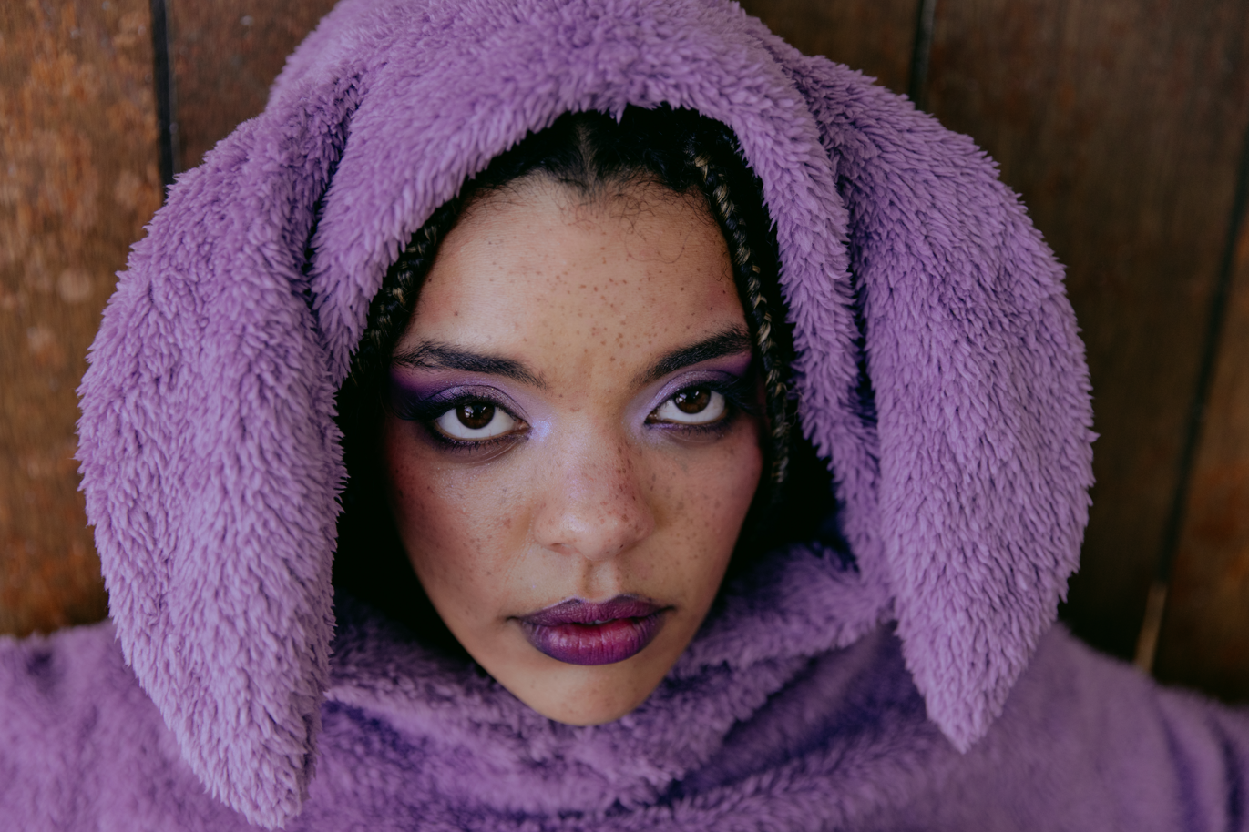 3D Plush Bunny Ear Design Gangsta Hoodie