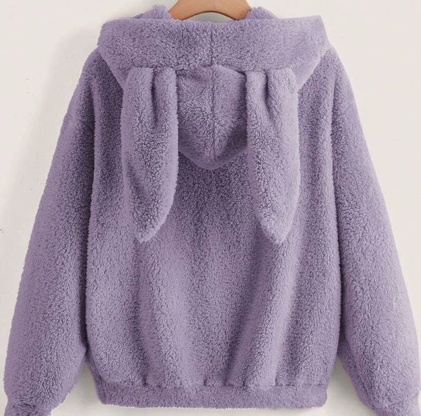 3D Plush Bunny Ear Design Gangsta Hoodie