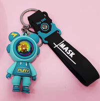 BUNNY ASTRONAUT KEYCHAIN — “PLAY MODE: ON”