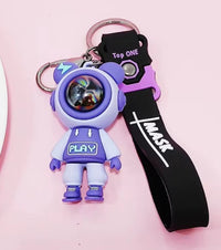 BUNNY ASTRONAUT KEYCHAIN — “PLAY MODE: ON”